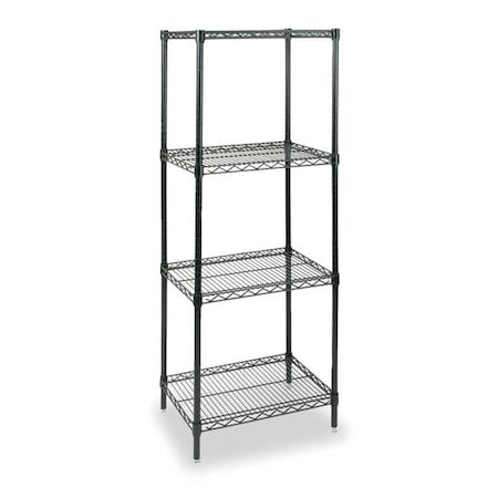 Wire Shelving Unit, 18"D x 36"W x 74"H, 4 Shelves, Black