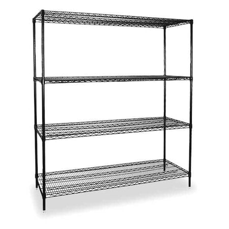 Wire Shelving Unit, 24"D x 60"W x 63"H, 4 Shelves, Black