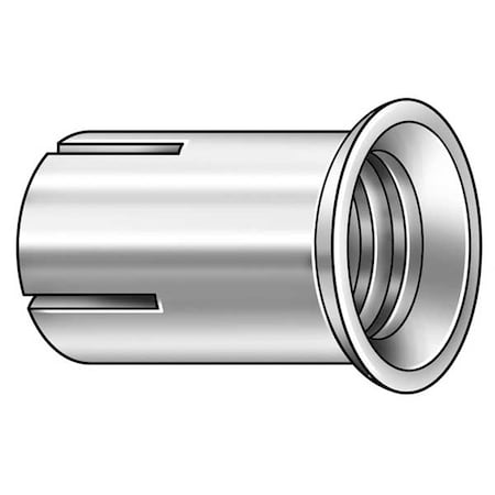 Multi-Set II Flanged Coil Thread Anchor, 1/2" Dia, 1" L, Steel Zinc Plated, 50 PK