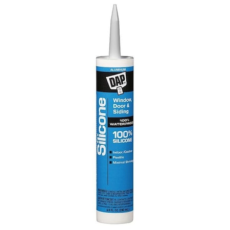 Silicone Sealant, 9.8 oz, Cartridge, Aluminum Gray, Silicone Base, Window, Door & Siding