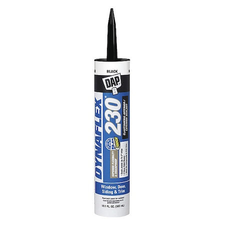 Acrylic Latex Elastomeric Sealant, 10 oz, Cartridge, Black, Elastomeric Latex Base, Dynaflex 230