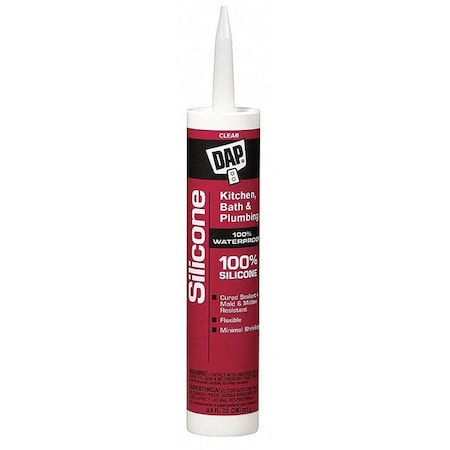Silicone Sealant, 10 oz, Cartridge, Clear, Silicone Base, Kitchen, Bath & Plumbing