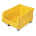 Mobile Storage Bin, Polypropylene/Polyethylene, Yellow, 12 in H, 18 1/4 in W, 29 7/8 in L
