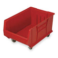 Mobile Storage Bin, Polypropylene/Polyethylene, Red, 11 in H, 16 1/2 in W, 29 7/8 in L