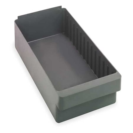 Drawer Storage Bin, High Impact Polystyrene, Gray, 4 5/8 in H, 8 3/8 in W, 17 5/8 in L