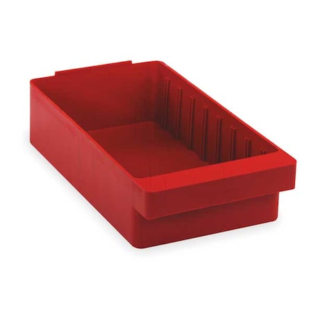 Drawer Storage Bin, High Impact Polystyrene, Red, 4 5/8 in H, 8 3/8 in W, 17 5/8 in L