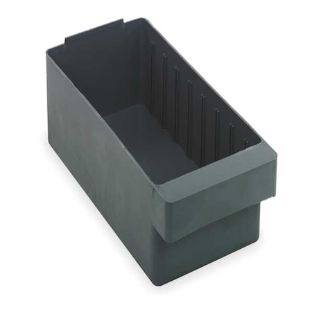 Drawer Storage Bin, High Impact Polystyrene, Gray, 4 5/8 in H, 5 9/16 in W, 23 7/8 in L