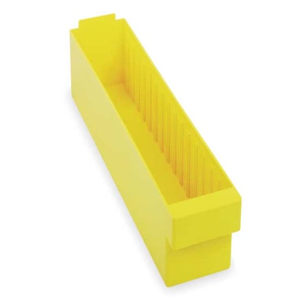 Drawer Storage Bin, High Impact Polystyrene, Yellow, 4 5/8 in H, 3 3/4 in W, 17 5/8 in L