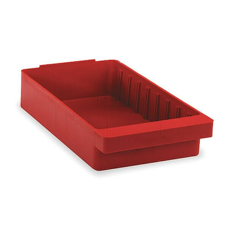 Drawer Storage Bin, High Impact Polystyrene, Red, 4 5/8 in H, 8 3/8 in W, 11 5/8 in L