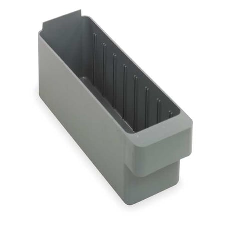 Drawer Storage Bin, High Impact Polystyrene, Gray, 4 5/8 in H, 3 3/4 in W, 11 5/8 in L