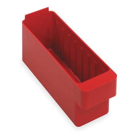 Drawer Storage Bin, High Impact Polystyrene, Red, 4 5/8 in H, 3 3/4 in W, 17 5/8 in L