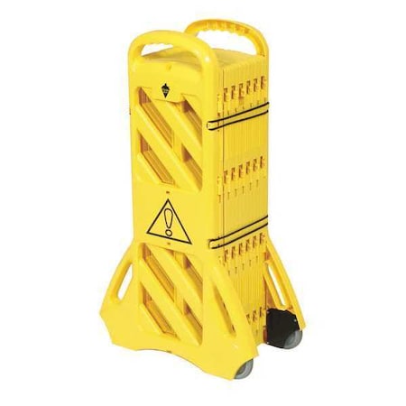 Portable Barricade, Polypropylene, 35 lb, Yellow