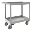 Corrosion-Resistant Utility Cart with Deep Lipped Metal Shelves, Stainless Steel, 2 Shelves