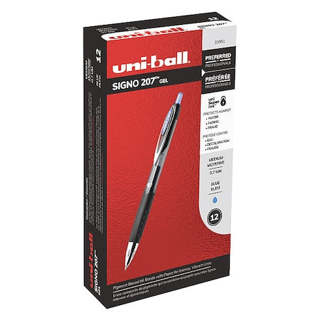 Retractable Gel Pen, Medium 0.7 mm, Blue PK12
