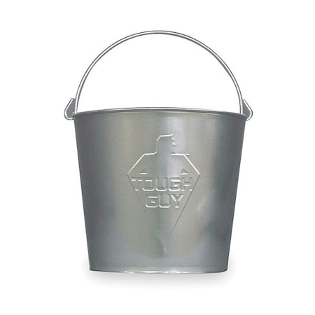 3 1/2 gal Round Bucket, 11 in H, 11 13/64 in Dia, Silver, Galvanized Steel