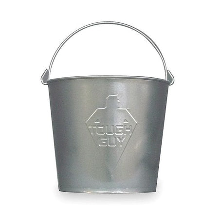 3 gal Round Bucket, 10 1/4 in H, 11 1/4 in Dia, Silver, Galvanized Steel
