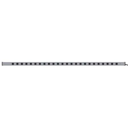 Outlet Strip, 24 5-15R, 5-15P, 15 ft., Gray