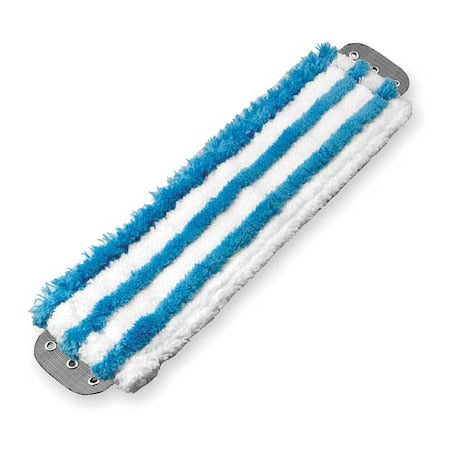 16 in L Flat Mop Pad, 16 oz Dry Wt, Clamp On Connection, Cut-End, Blue, Microfiber, MD40B