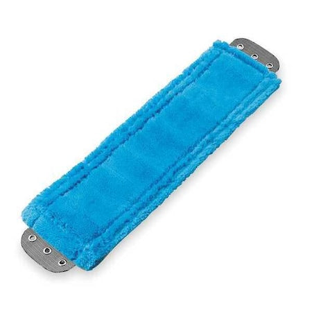 16 in L Flat Mop Pad, 16 oz Dry Wt, Clamp On Connection, Cut-End, Blue, Microfiber, MM40B