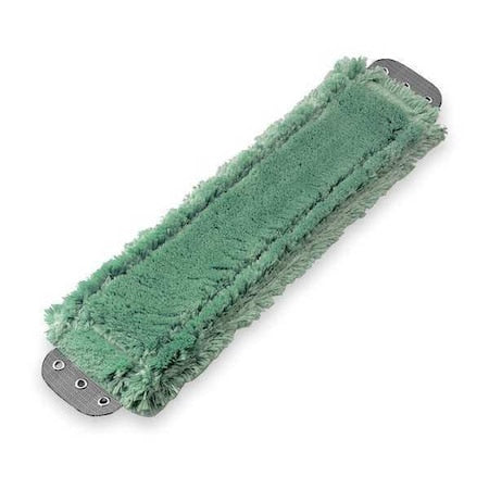 16 in L Flat Mop Pad, 16 oz Dry Wt, Clamp On Connection, Cut-End, Green, Microfiber