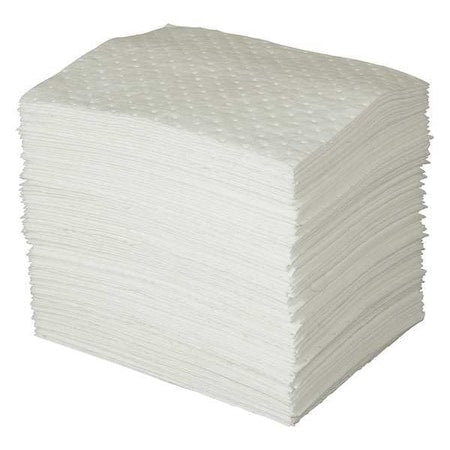 Sorbent Pad, 35 gal, 15 in x 19 in, Oil, White, 100 PK