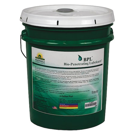 Lubricant, 5 gal., Pail, Vegetable Oil, Yellow