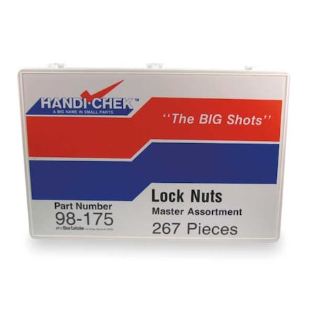 Zinc Plated Finish Steel Nylon Insert Hex Lock Nut Assortment, 267 pc.