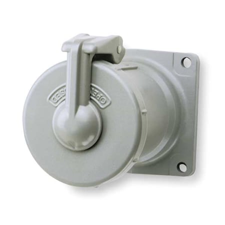 Pin & Sleeve Receptacle, 100 A, 600V AC/250V DC, Single Phase, 2 Pole, Style 2 Grounding, Gray