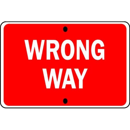 Wrong Way Traffic Sign, 18 in H, 30 in W, Aluminum, Horizontal Rectangle, English, R5-1A-30DA