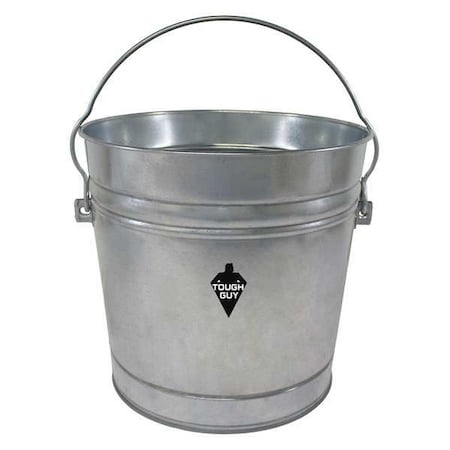 6 gal Round Trash Can, Silver, Galvanized steel