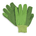 Knit Gloves, Cotton, Dotted Palm, High Visibility Green, L, 1 PR