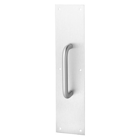 Door Pull Plate, Brass, 12"L x 3"W, 0.05" Proj.