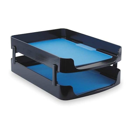 Letter Tray, Black, Plastic, 10 1/4 in W, 14 in L, 6 in H, 2 Number of Compartments