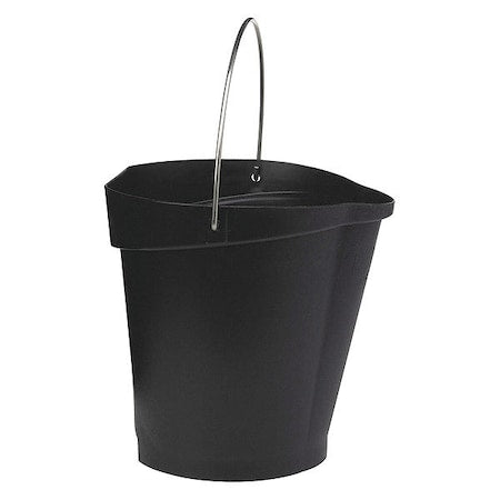 3 1/4 gal Round Bucket, 12-3/4 in H, 12 4/5 in Dia, Black, Polypropylene/Stainless Steel