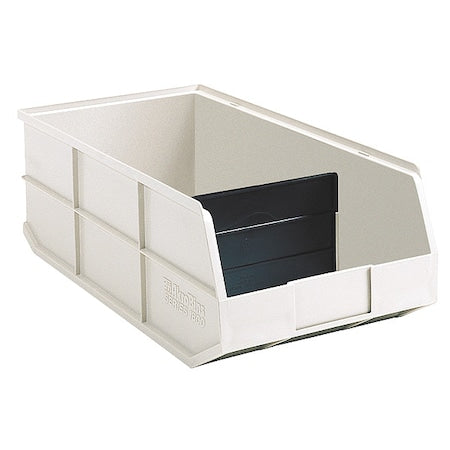Shelf Storage Bin, Plastic, Beige, 7 in H, 11 in W, 20 1/2 in L