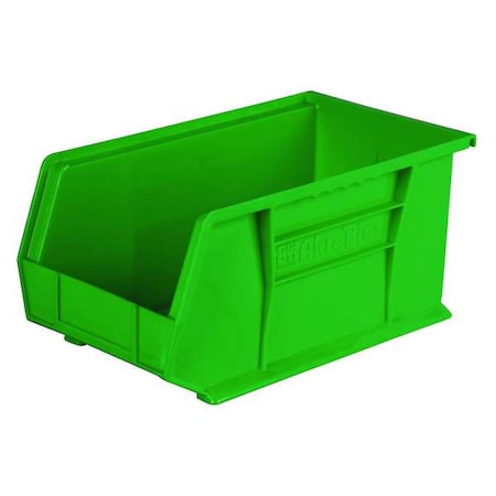 Hang & Stack Storage Bin, 8-1/4 in W x 14-3/4 in L x 7 in H, 60 lb Load Capacity, Green, Plastic