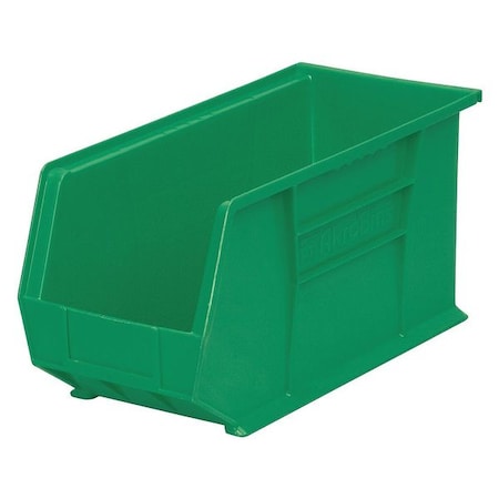 Hang & Stack Storage Bin, Plastic, Green, 9 in H, 8 1/4 in W, 18 in L