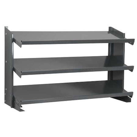 Steel Bench Pick Rack, 12 in D x 25 in H x 36 in W, 3 Shelves, Gray