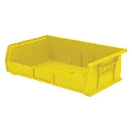 Hang & Stack Storage Bin, Plastic, Yellow, 5 in H, 16 1/2 in W, 10 7/8 in L