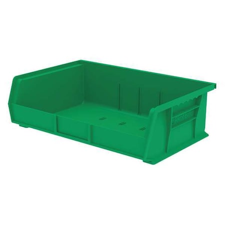 Hang & Stack Storage Bin, Plastic, Green, 5 in H, 16 1/2 in W, 10 7/8 in L