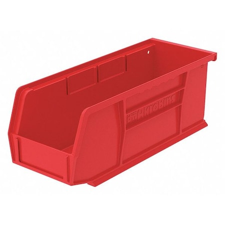 Hang & Stack Storage Bin, Plastic, Red, 4 in H, 4 1/8 in W, 10 7/8 in L