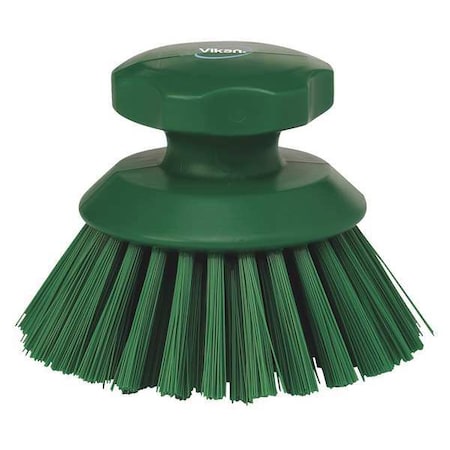 3 3/4 in W Scrub Brush, Stiff, 3 in L Handle, 3 3/4 in L Brush, Green, Plastic, 5 in L Overall
