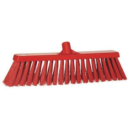 19 in Sweep Face Broom Head, Stiff, Synthetic, Red
