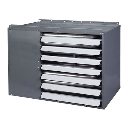 Gas Wall and Ceiling Unit Heater, NG/LP, 90,000, 1,100 cfm, Direct, Propeller, 1/2 in