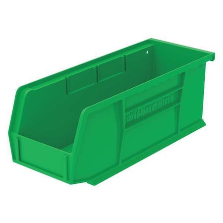 Hang & Stack Storage Bin, Plastic, Green, 4 in H, 4 1/8 in W, 10 7/8 in L