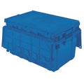 Attached Lid Container, 16.83 gal Volume Cap., 27 in L, 17 in W, 12 1/2 in H, Plastic, Blue