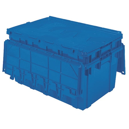 Attached Lid Container, 16.83 gal Volume Cap., 27 in L, 17 in W, 12 1/2 in H, Plastic, Blue