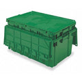 Attached Lid Container, 16.83 gal Volume Cap., 27 in L, 17 in W, 12 1/2 in H, Plastic, Green