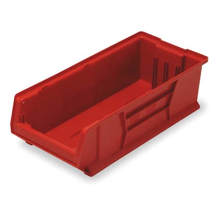 Storage Bin, Polypropylene/Polyethylene, Red, 7 in H, 11 in W, 23 7/8 in L