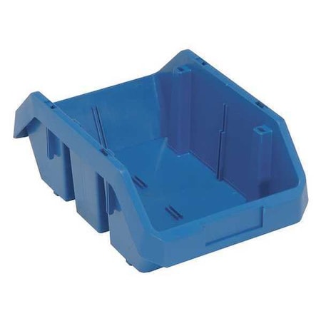 Hang & Stack Storage Bin, Plastic, Blue, 5 in H, 8 3/8 in W, 12 1/2 in L